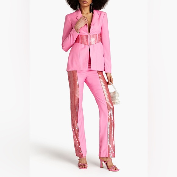 NWT ROTATE BIRGER CHRISTENSEN Nara sequin-embellished twill blazer in bubblegum - Picture 3 of 8